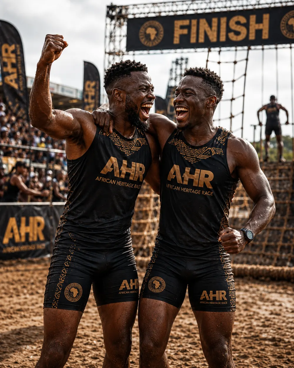 AHR champions celebrating at the finish line